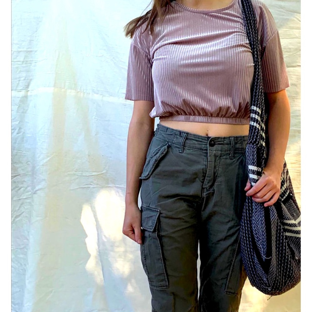 Pink corduroyed crop top